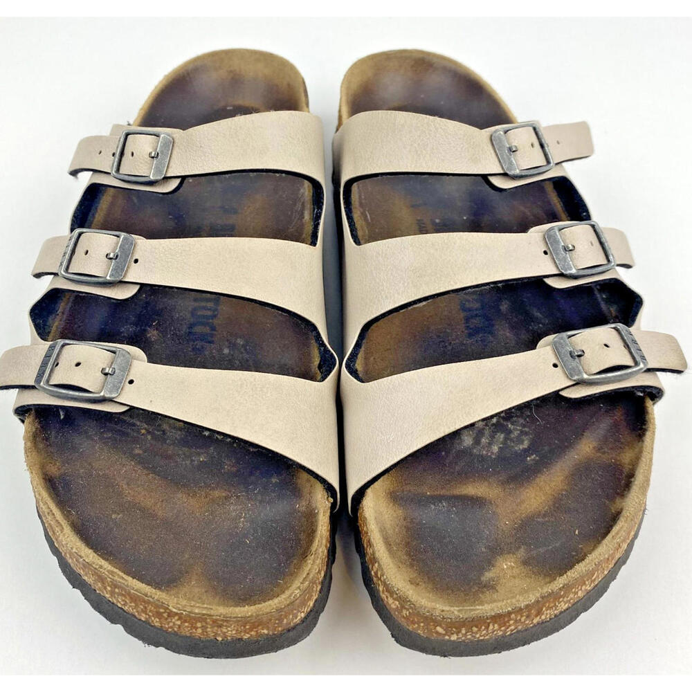 Birkenstock Florida Sandals Birkies EU 38 ? Beige Birko 3 Strap Casual READ